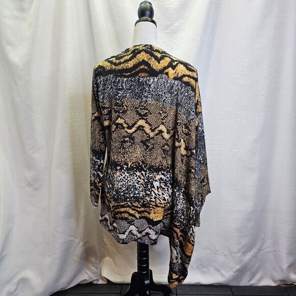 Simon Chang Yellow And Black Snakeskin Asymmetrical Top Size Small - Picture 8 of 10